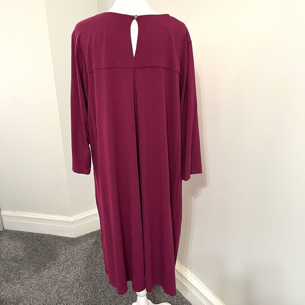 J JILL Wearever Dress Womens XL Key Hole Button Back Stretch Knit Berry - Picture 3 of 11